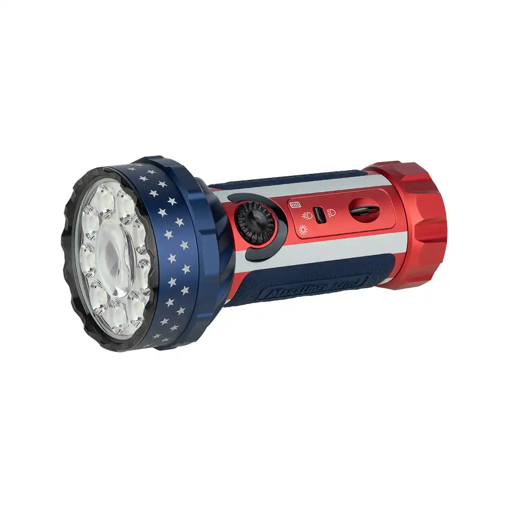 flashlight olight x7r marauder Olight Marauder Mini Stars and Stripes Aluminum LIMITED Edition Rechar – KnifeJoy