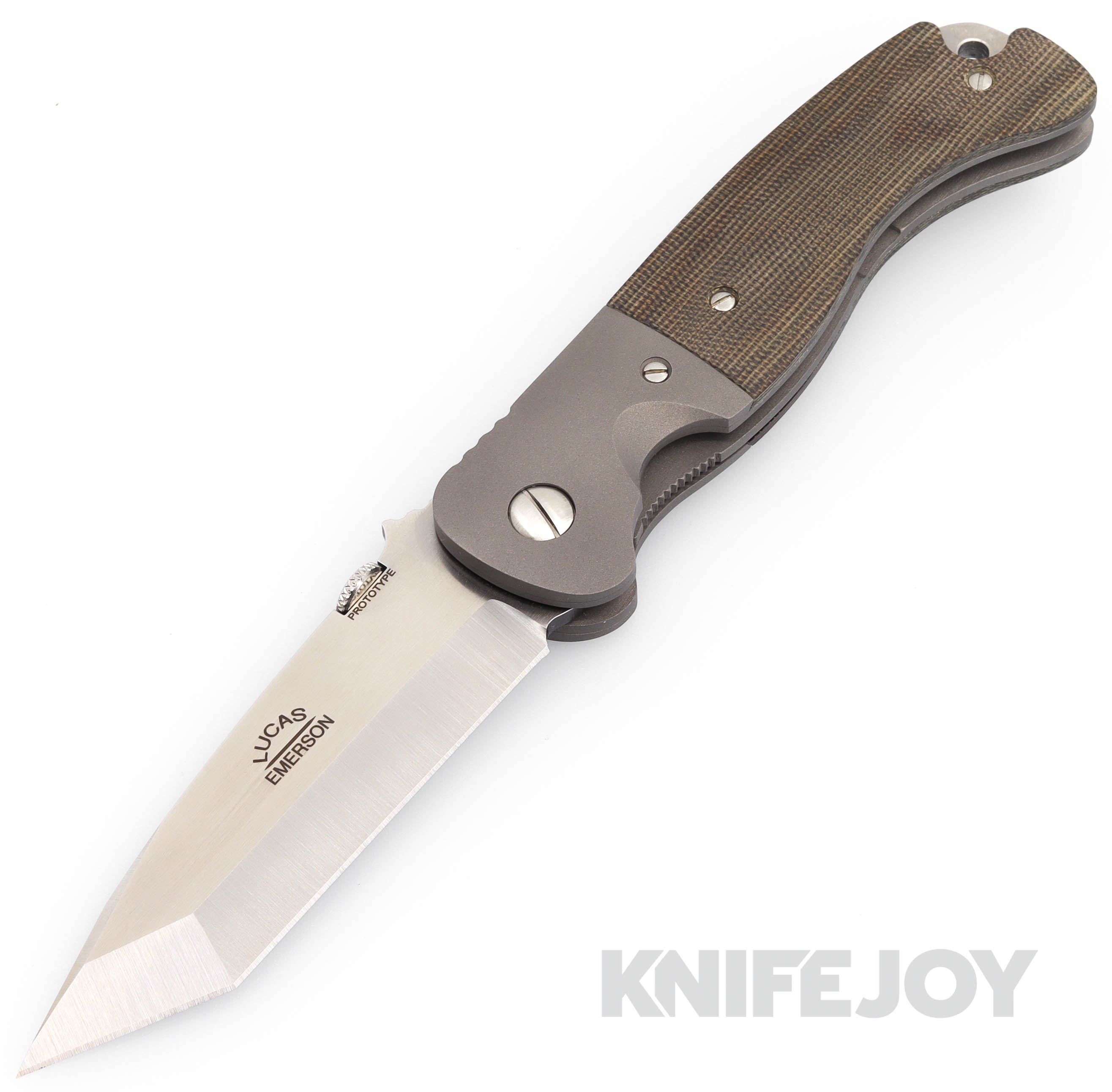 Lucas Emerson Custom MX-300 Prototype Folder Satin Tanto Blade