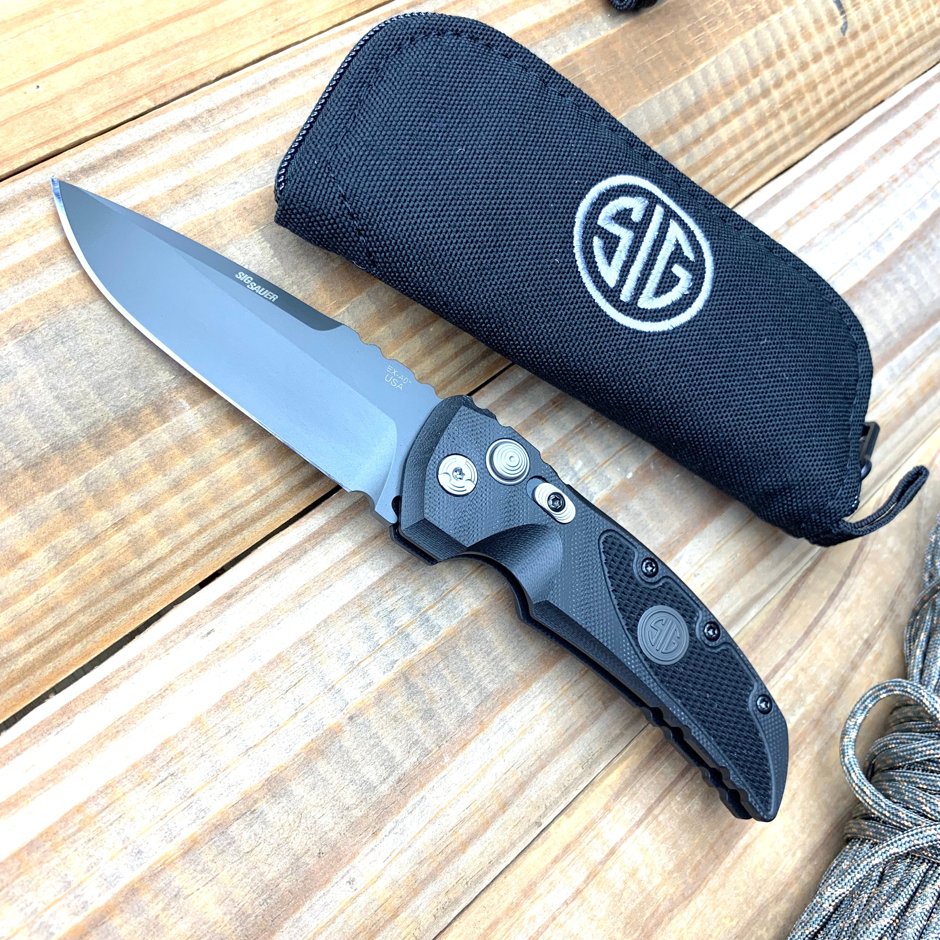 SIG Sauer by Hogue EX-A01 Tactical Auto Folder Grey Cerakote Drop