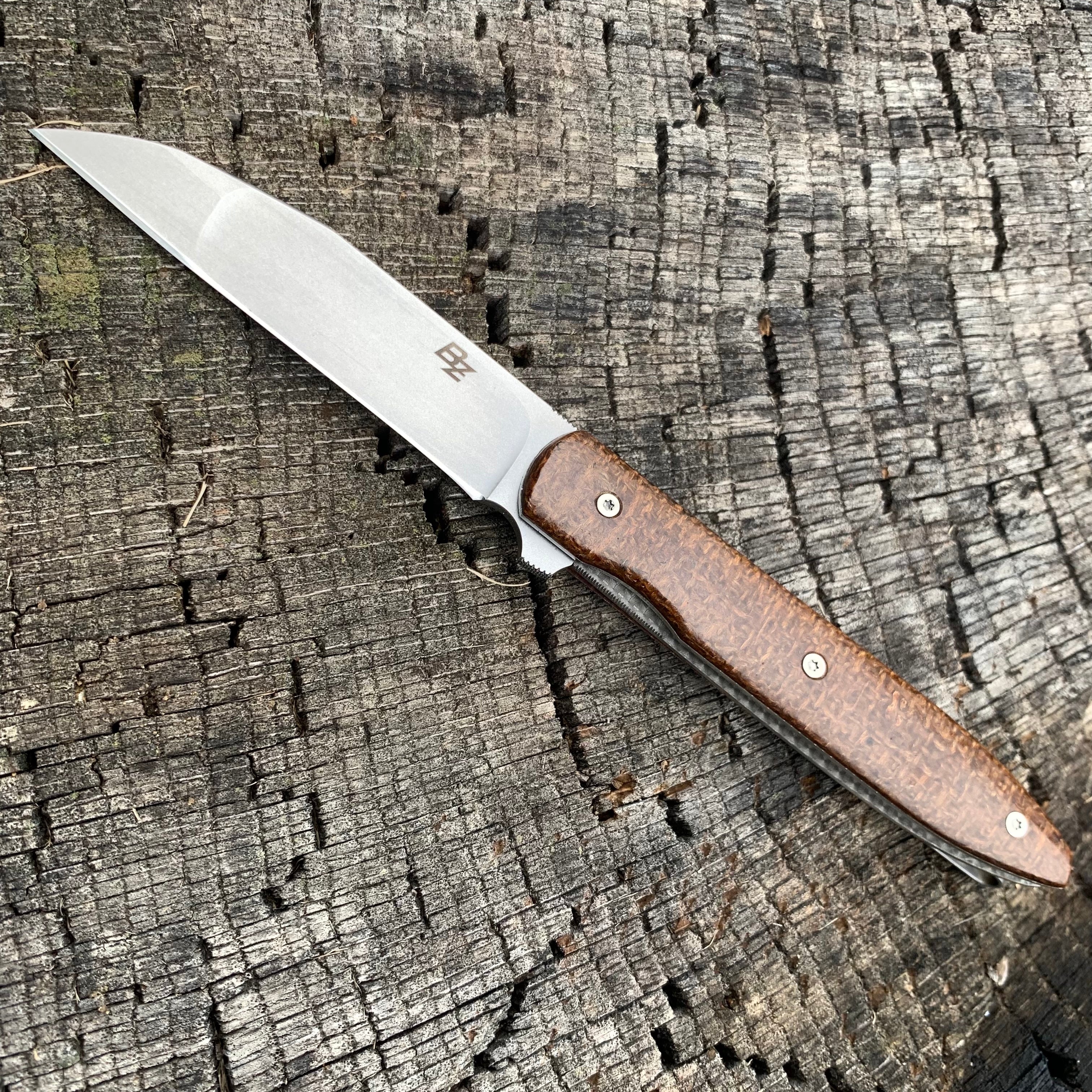 Brad Zinker Knives Silver Wharncliffe Linerlock Flipper with