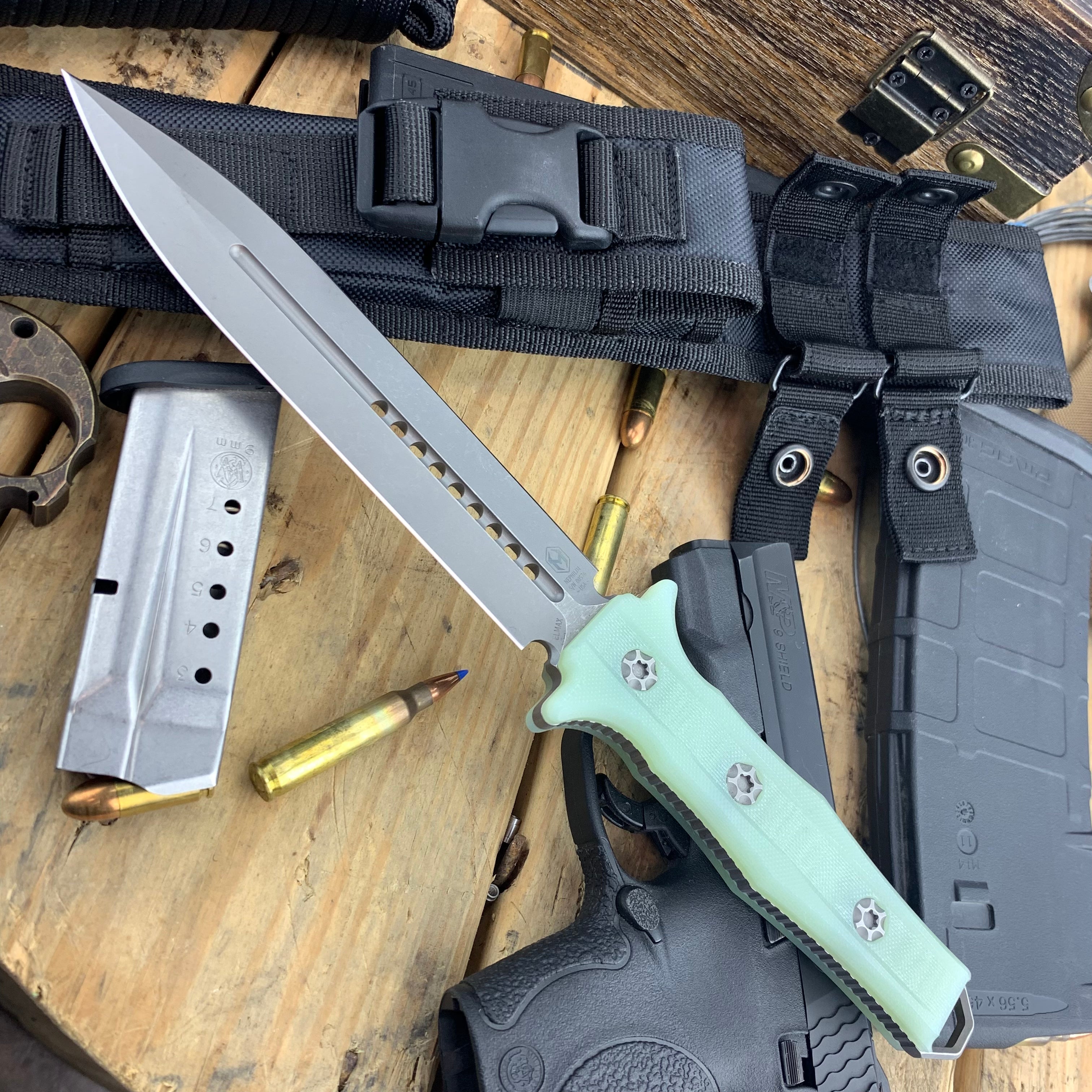 Heretic Knives H003-5A-JADE Nephilim Double Edge Battleworn Jade