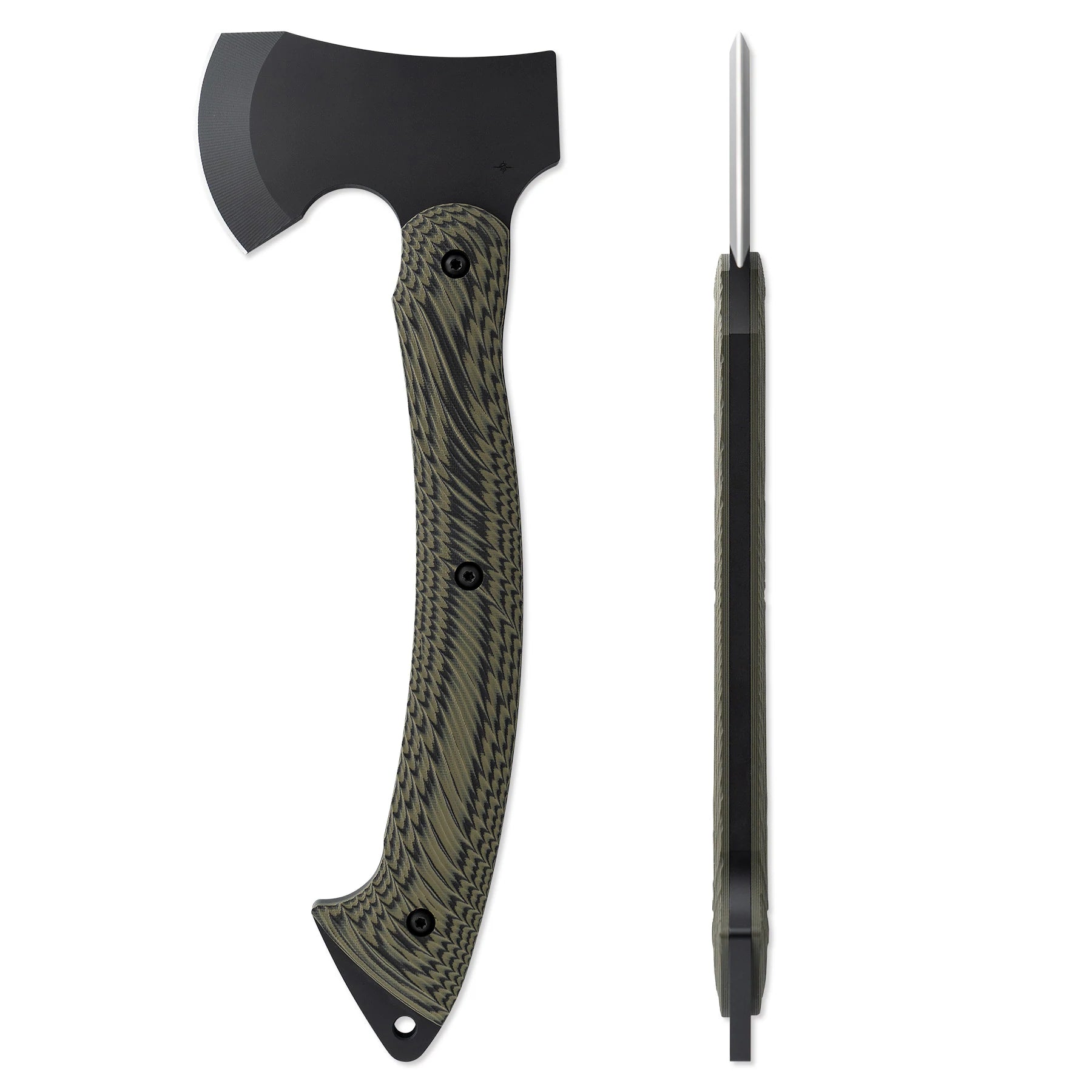 Toor Knives Camp Axe Black Cerakote Blade with Ranger Green Textured G