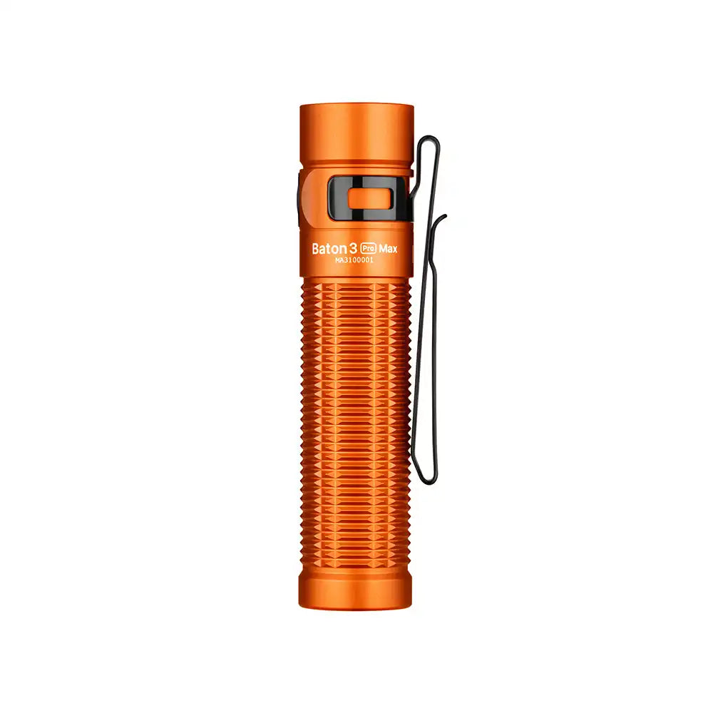 baton 3 rechargeable flashlight Olight O-BATON3PROMAXOGCW Baton 3 Pro Max Orange Aluminum Alloy Rechar – KnifeJoy
