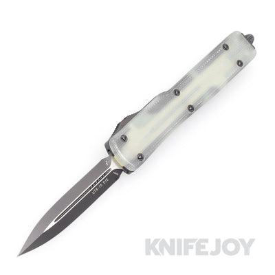 MICROTECH 147-1GTJGS UTX-70 OTF Auto Signature Series Standard Black Blade with Black Aluminum/ Jade G10 Composite Top Handles - Scratch & Dent