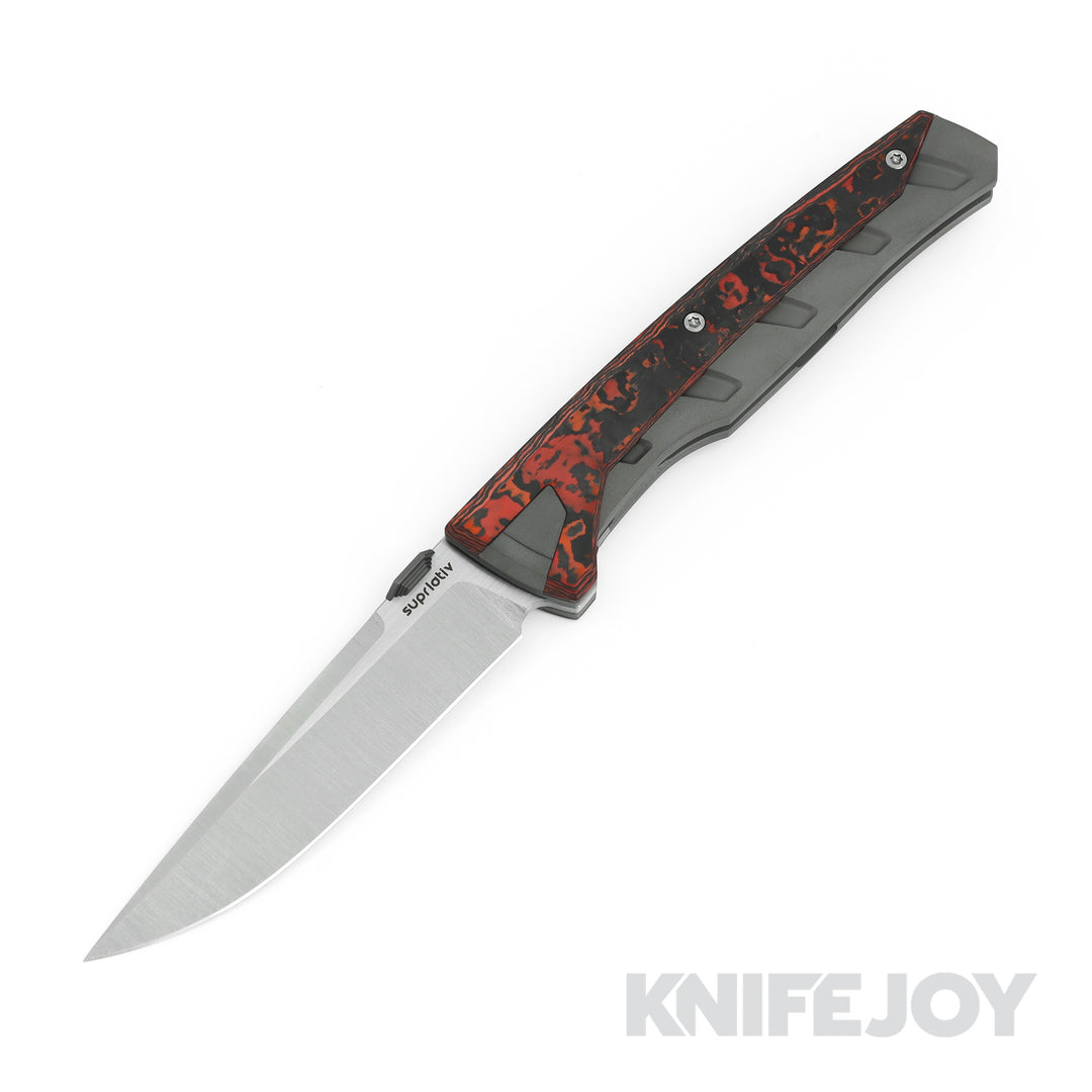 Suprlativ Matador Folder Knife M390 Belt Satin Blade with Mars