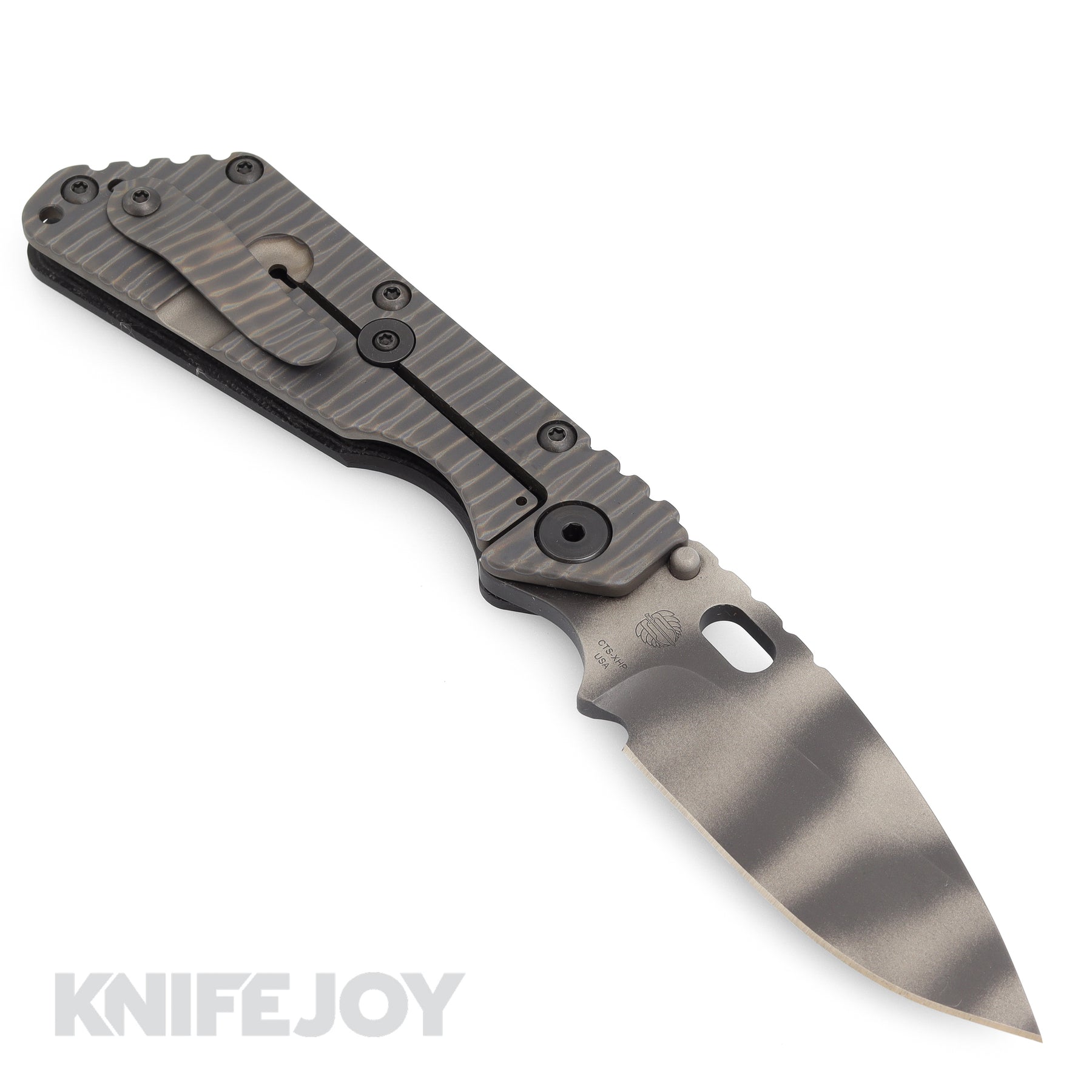 Mick Strider Custom Knives SMF Tiger Stripe Blade with Black G10 Handl ...