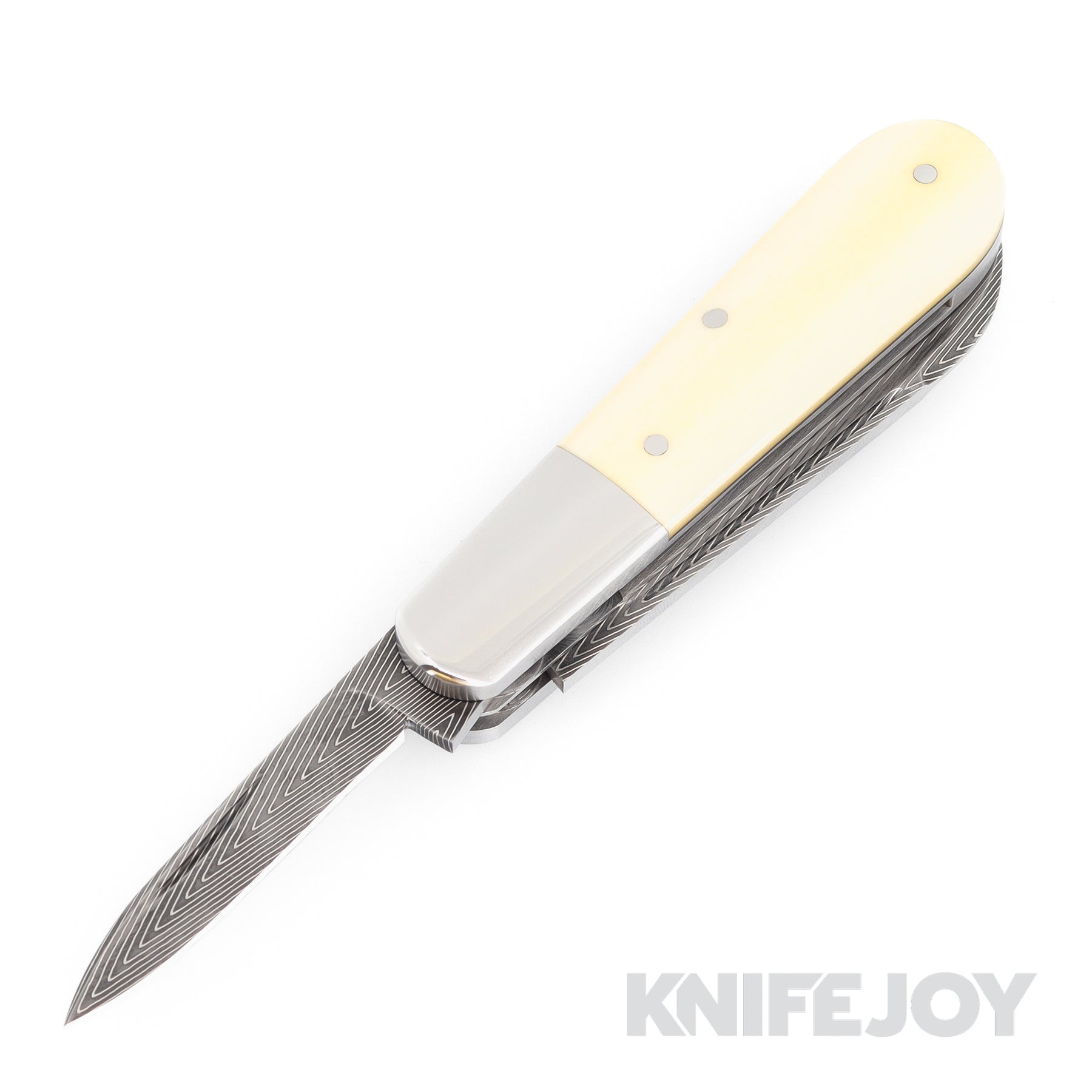 Bill Ruple Custom Knives SlipJoint 2 Blade Barlow Herring Bone Damascu ...