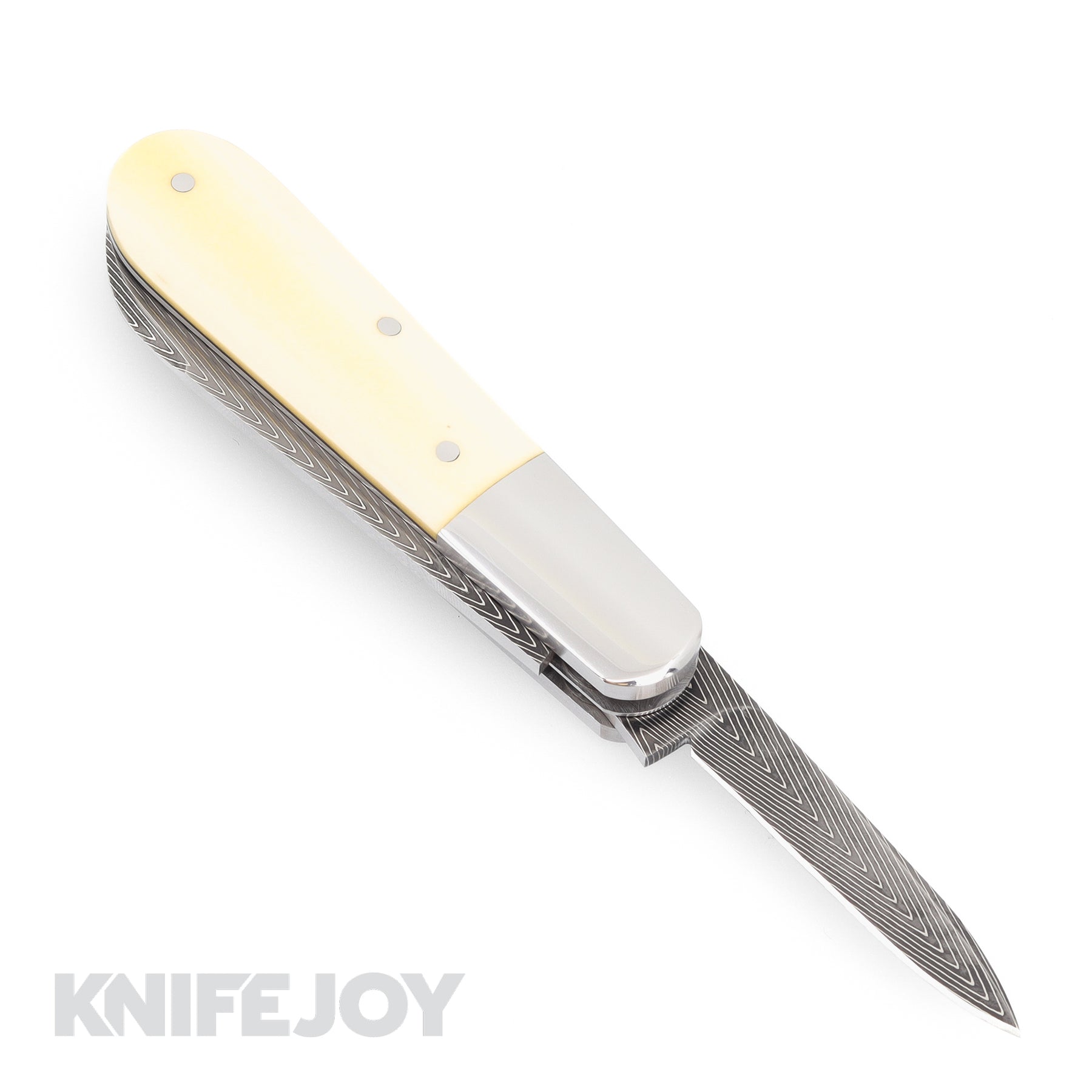 Bill Ruple Custom Knives SlipJoint 2 Blade Barlow Herring Bone Damascu ...