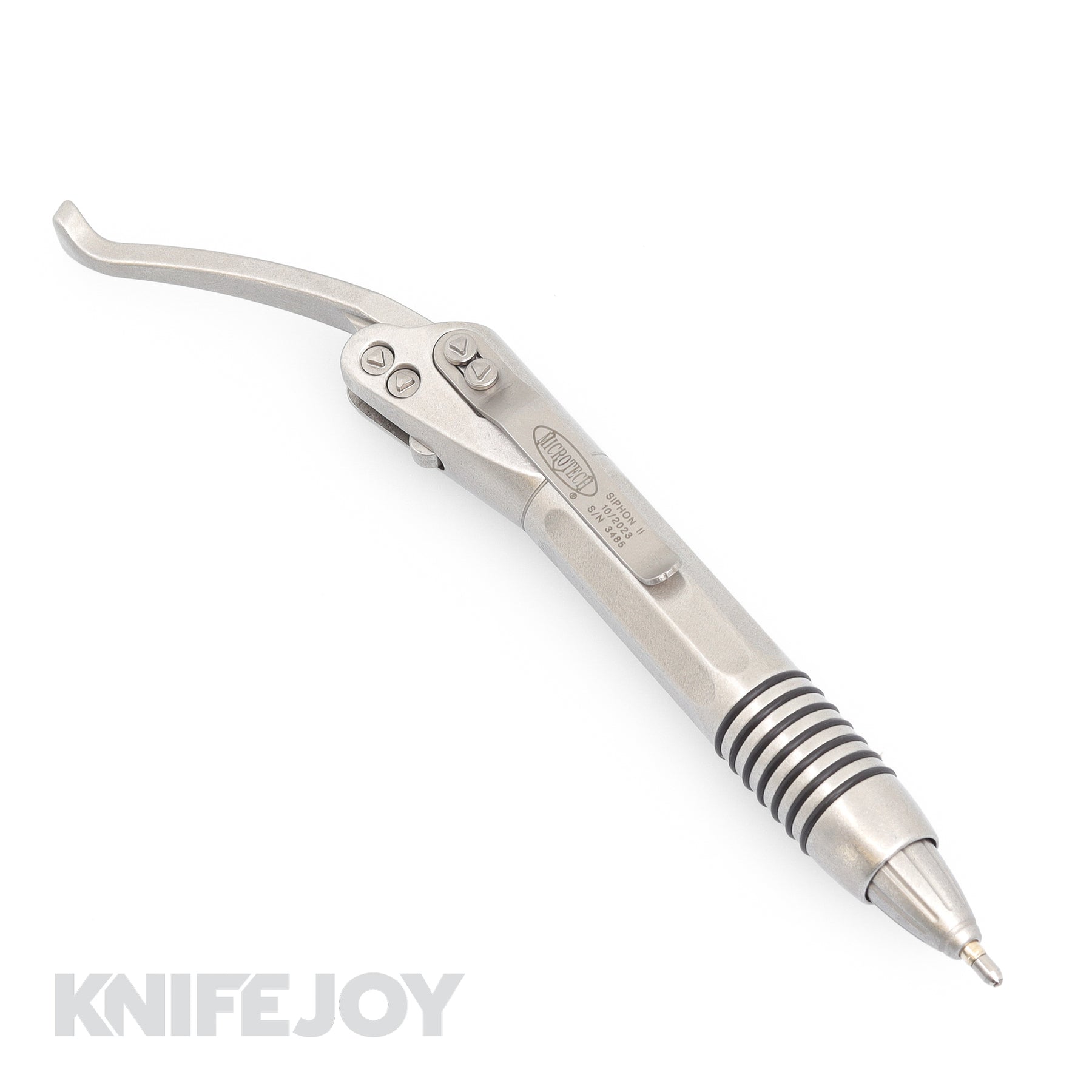 Microtech Siphon Ii MICROTECH 401-SS-SW Siphon II Stonewash Stainless Steel Pen – KnifeJoy