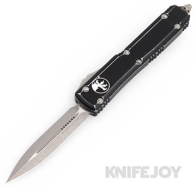 MICROTECH 122-10DBK Ultratech OTF Auto Double Edge Apocalyptic Standard Blade with Distressed Black Aluminum Handles - Scratch & Dent