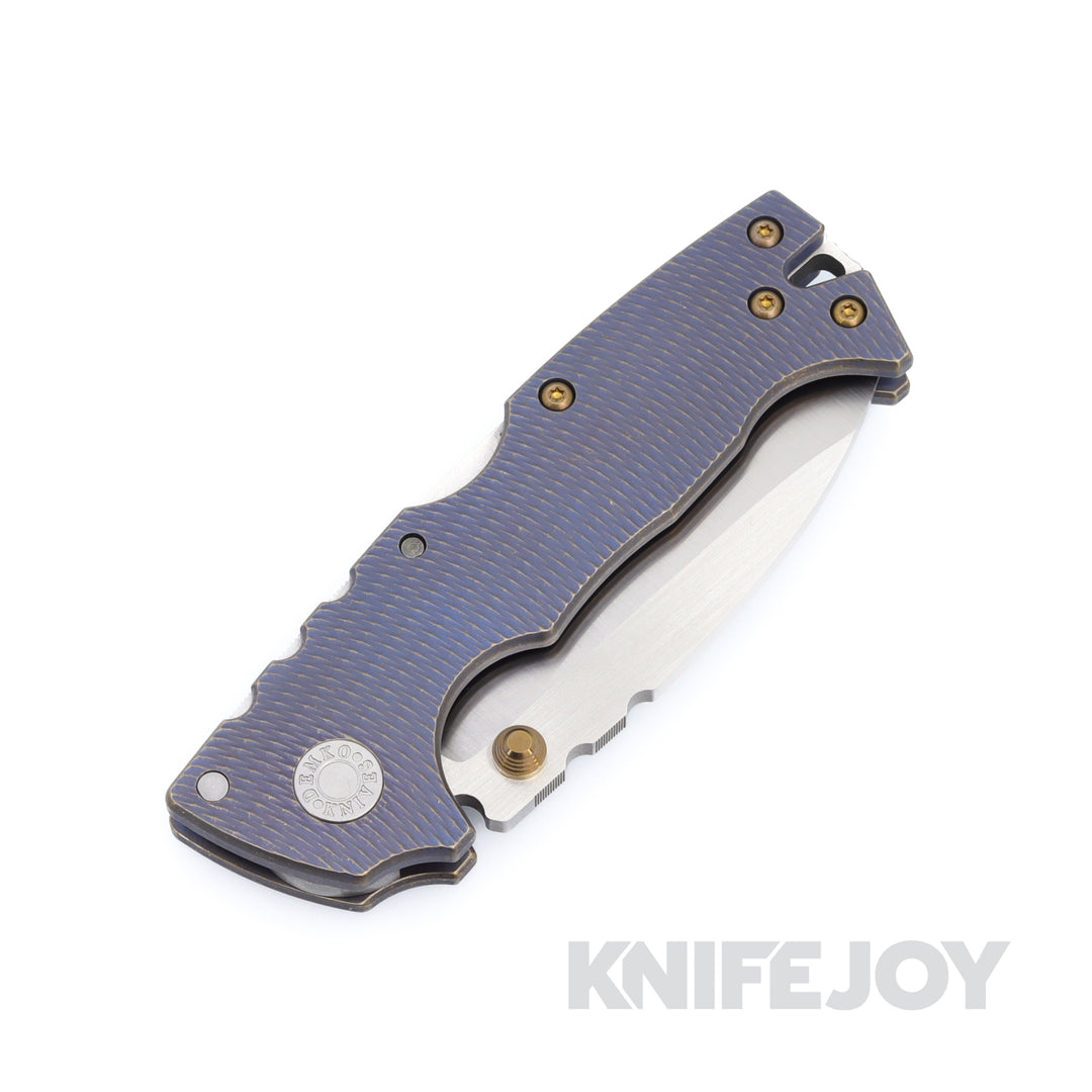Demko AD10 Custom Hand Ground Magnacut Blade Blue Ti Handles and