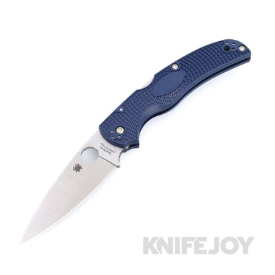 Spyderco C244PDBL Native Chief Lightweight Lockback Knife Tumbled Plain Blade with Dark Blue FRN Handles - Scratch & Dent