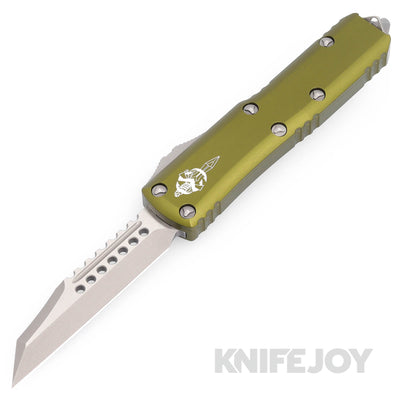 MICROTECH 719W-10APODS UTX-85 Warhound OTF Auto Signature Series Single Edge Apocalyptic Standard Blade with OD Green Aluminum Handles - Scratch & Dent