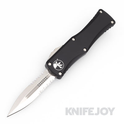 MICROTECH 702-11 Hera Auto OTF Double Edge Partial Serrated Blade with Black Aluminum Handles - Scratch & Dent