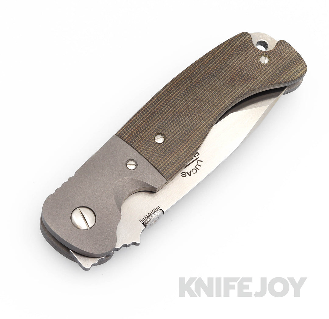 Lucas Emerson Custom MX-300 Prototype Folder Satin Tanto Blade