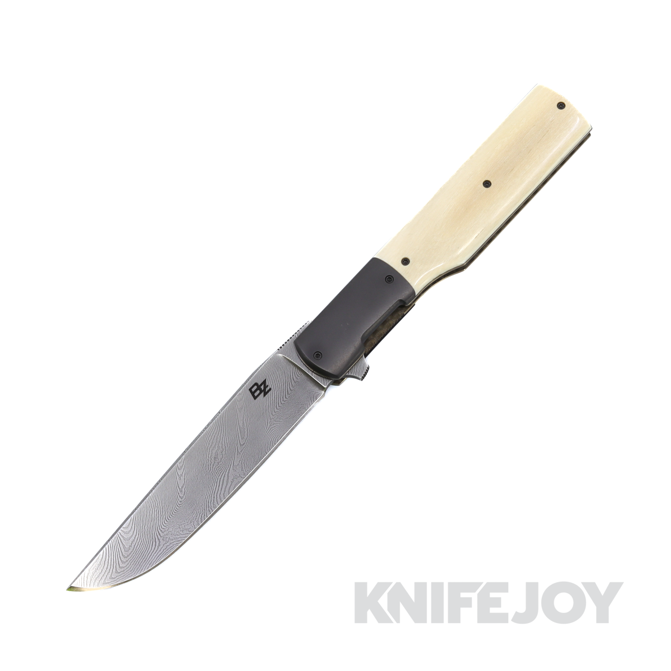 Brad Zinker Knives Linerlock Flipper Gunstock Damascus Blade with Zirc ...