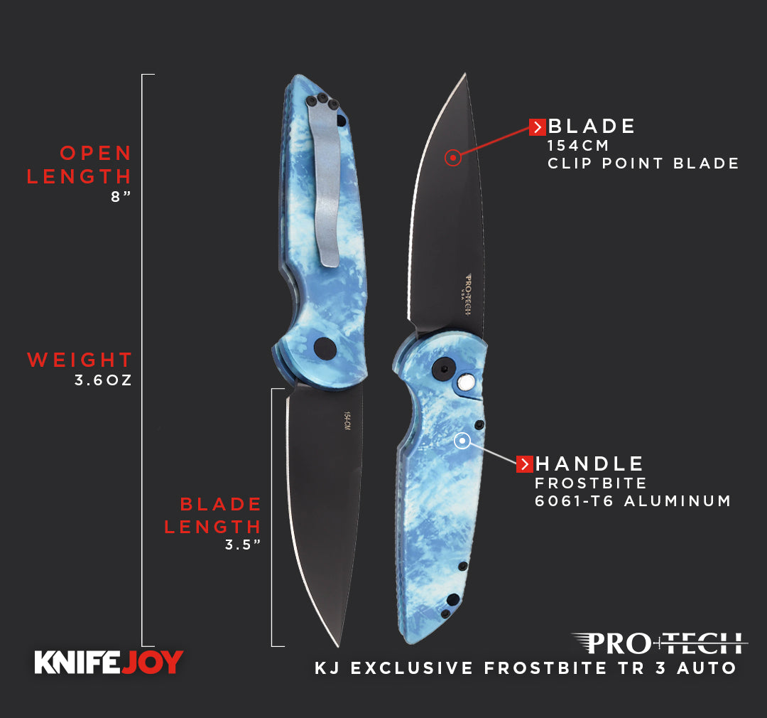 Pro-tech Knives TR 3 KnifeJoy Exclusive Auto with Black DLC 154CM Clip
