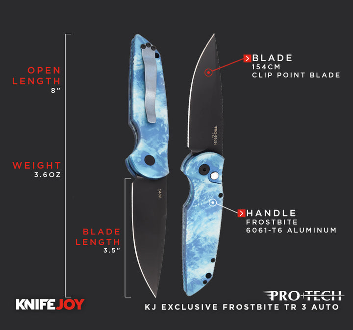 Pro-tech Knives TR 3 KnifeJoy Exclusive Auto with Black DLC 154CM Clip