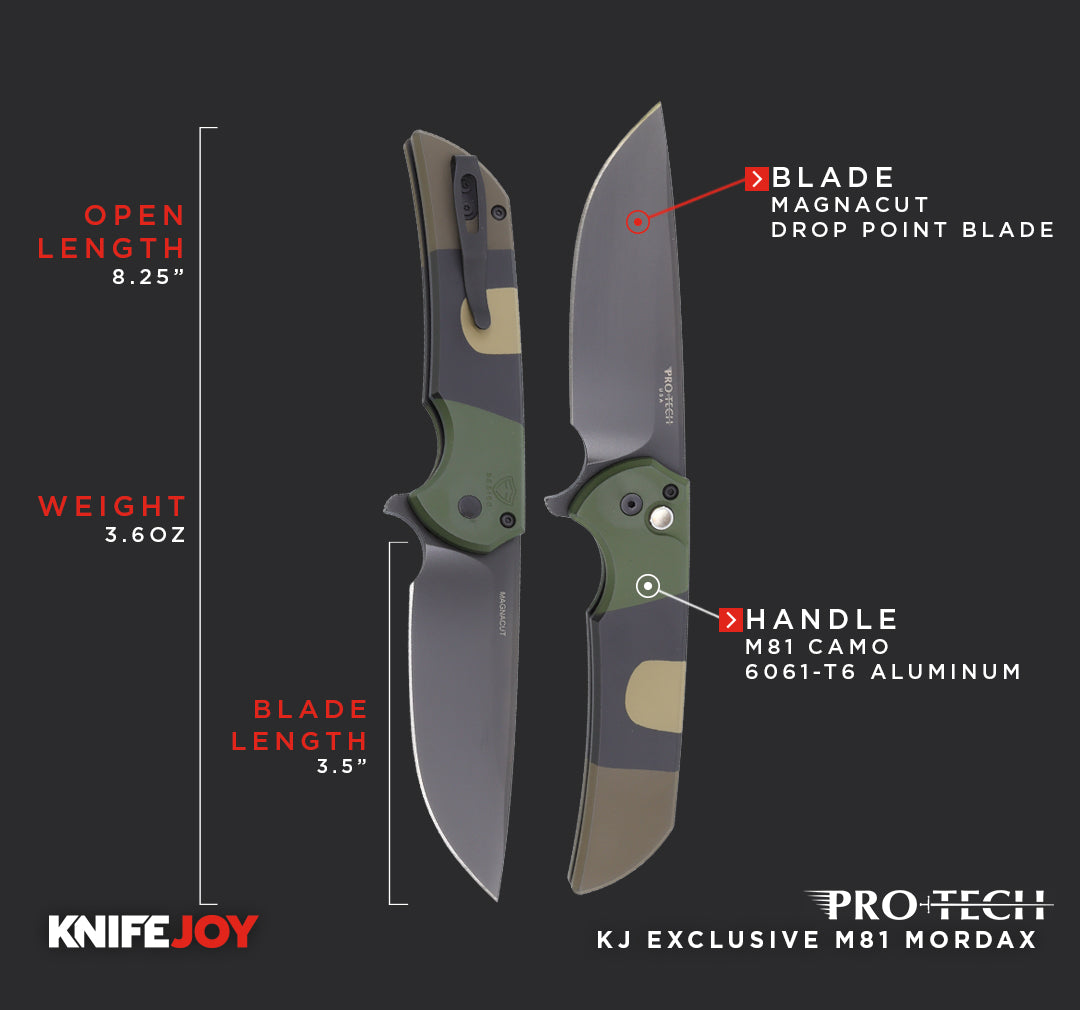 Pro-tech Knives Mordax KnifeJoy Exclusive Black DLC Magnacut Blade wit