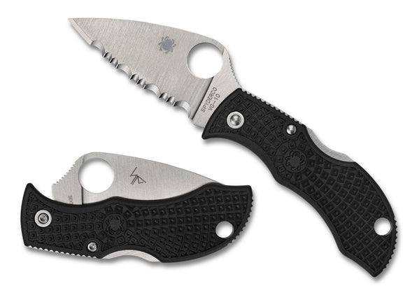 Spyderco MBKLFS Manbug Leaf Satin VG-10 SpyderEdge Blade with Black Li ...