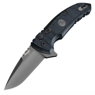 Sig Knives SIG16172 SIG X1-MicroFlip Tactical Manual Flipper Drop Point Blade Grey Cerakote Finish Solid Black G10 Frame - Open Box