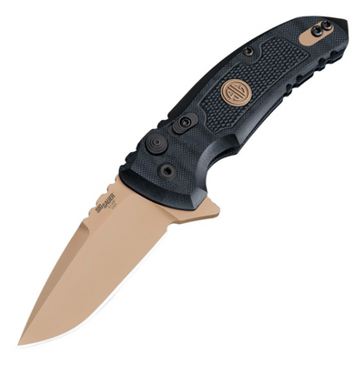 Sig Knives SIG16170 X1-MicroFlip Emperor Scorpion Flipper Drop Point Blade - FDE PVD Finish, Solid Black G10 Frame - Open Box