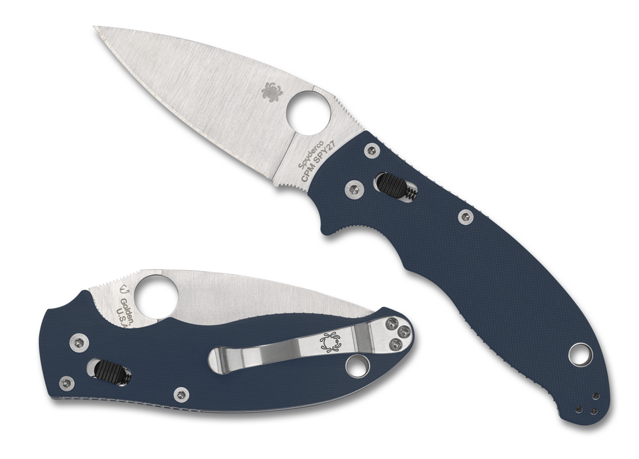 Spyderco C101GPCBL2 Manix 2 Folder SPY27 Plainedge Blade with Cobalt B ...
