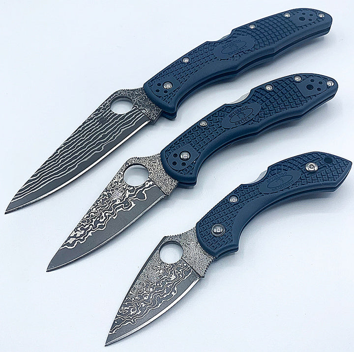 Spyderco C28PDBL2 KJ Exclusive Dragonfly 2 Steel Blue FRN Handles