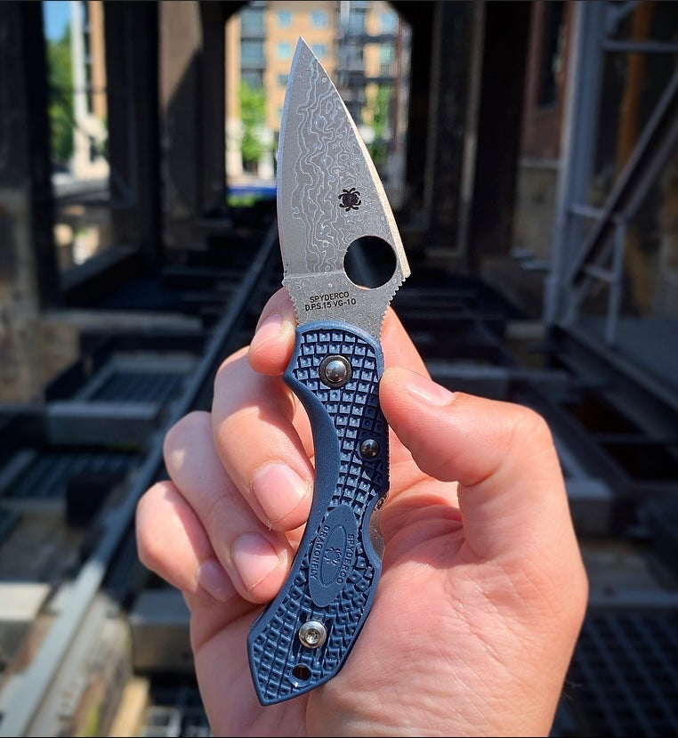 Spyderco C28PDBL2 KJ Exclusive Dragonfly 2 Steel Blue FRN Handles