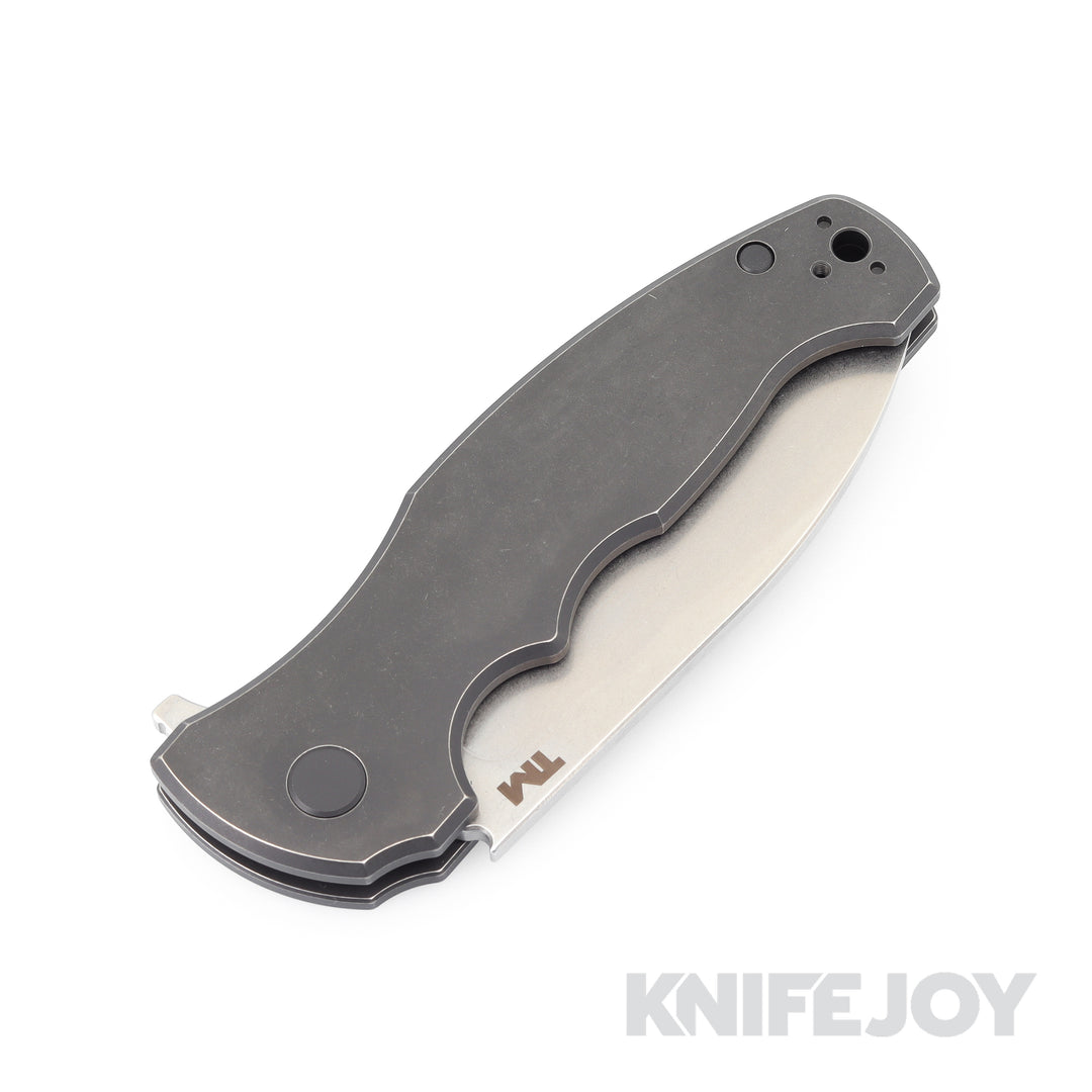 B'yond EDC River Wolf Frame Lock Stonewash Plain Blade with Black