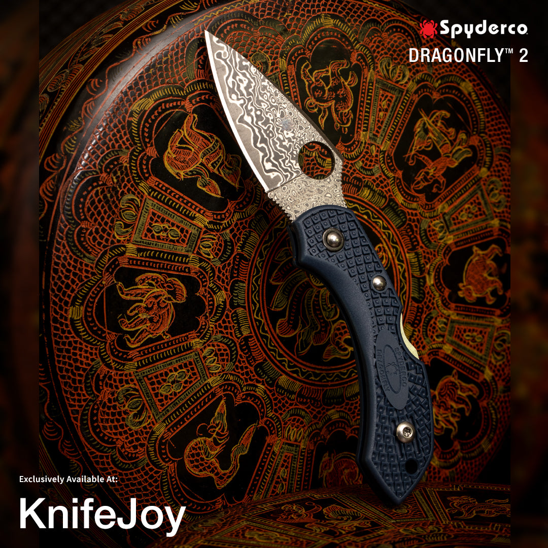 Spyderco C28PDBL2 KJ Exclusive Dragonfly 2 Steel Blue FRN Handles