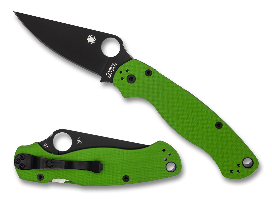 Spyderco C81GPNGRBK2 Paramilitary 2 KnifeJoy Exclusive Lime Green Blac