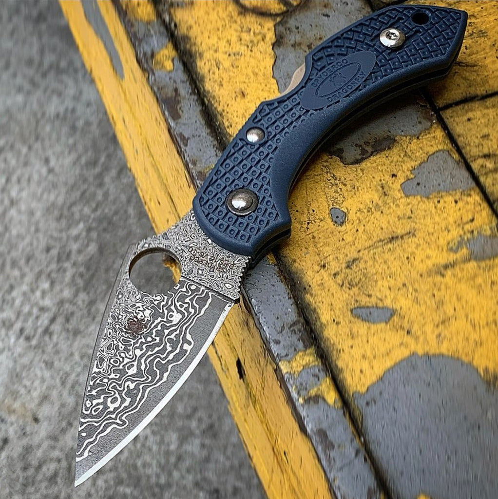 Spyderco C28PDBL2 KJ Exclusive Dragonfly 2 Steel Blue FRN Handles