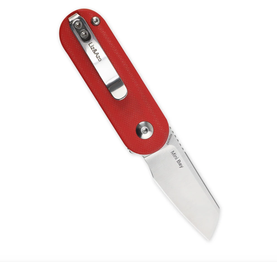 Kizer Ki2583A2 Mini Bay Satin Blade with White/Red G10 SlipJoint