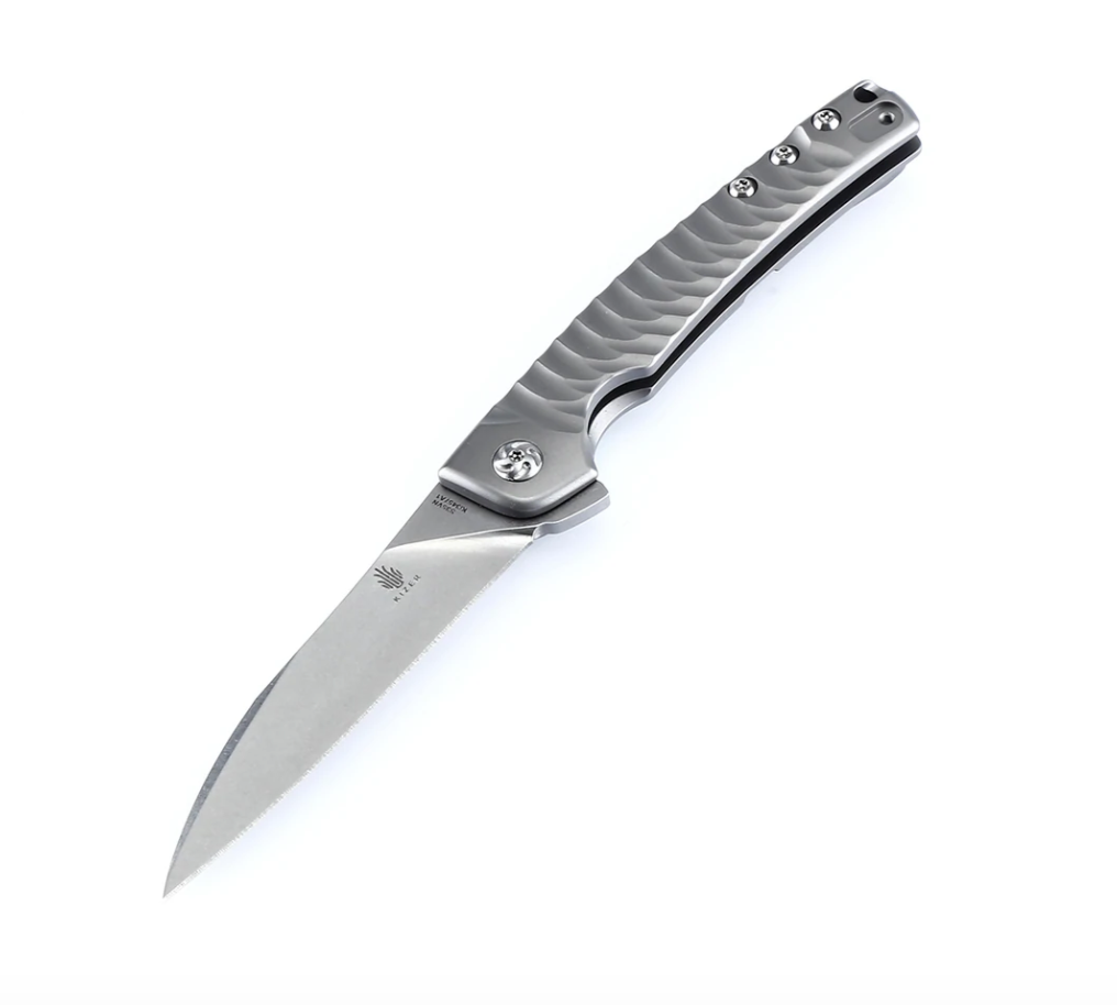 Kizer Ki3457A1 Splinter Flipper Stonewash Blade with Titanium Gray Han ...