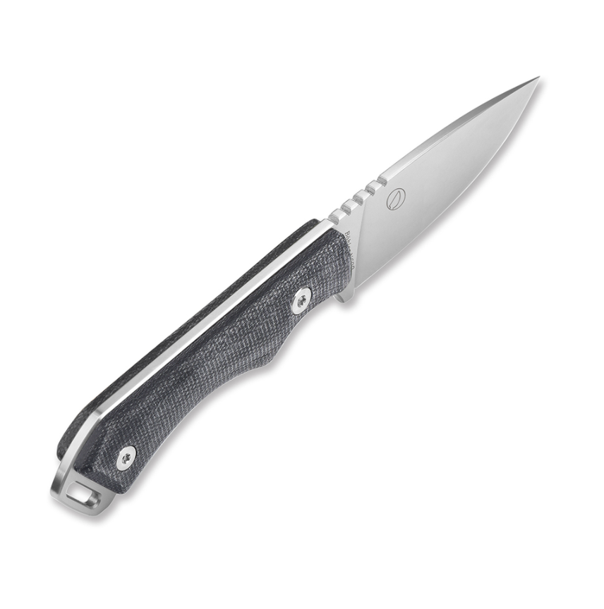 Qs124 QSP Workaholic QS124-B Fixed Blade Black Micarta Handle with Satin Fin ...