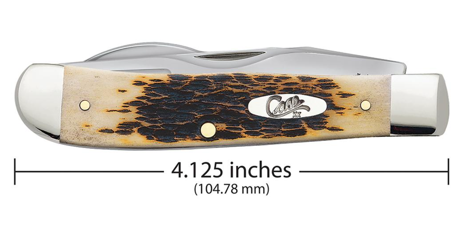 Case Amber Bone Peach Seed Jig Hobo® Pocket Knife (00052) KnifeJoy