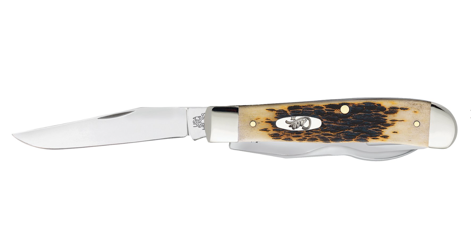 Case Amber Bone Peach Seed Jig Hobo® Pocket Knife (00052) KnifeJoy