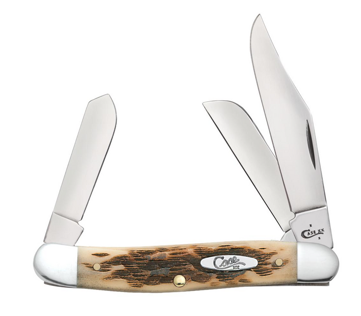 Case Amber Bone Peach Seed Jig Stockman Pocket Knife (00128