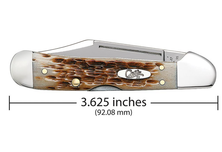 Case Amber Bone Peach Seed Jig Mini CopperLock® Pocket Knife