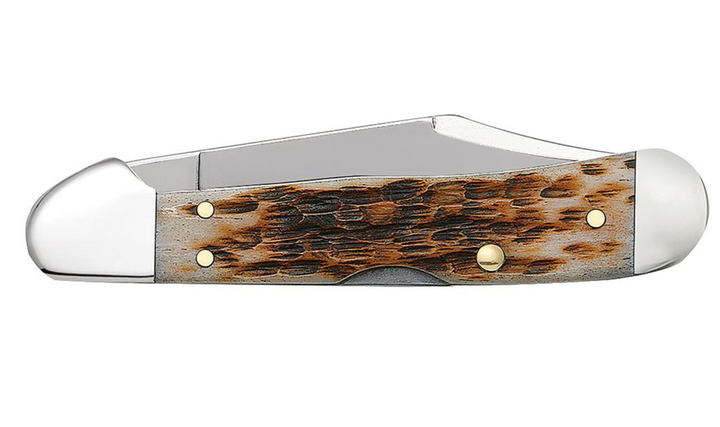 Case Amber Bone Peach Seed Jig Mini CopperLock® Pocket Knife