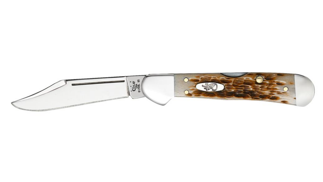 Case Amber Bone Peach Seed Jig Mini CopperLock® Pocket Knife