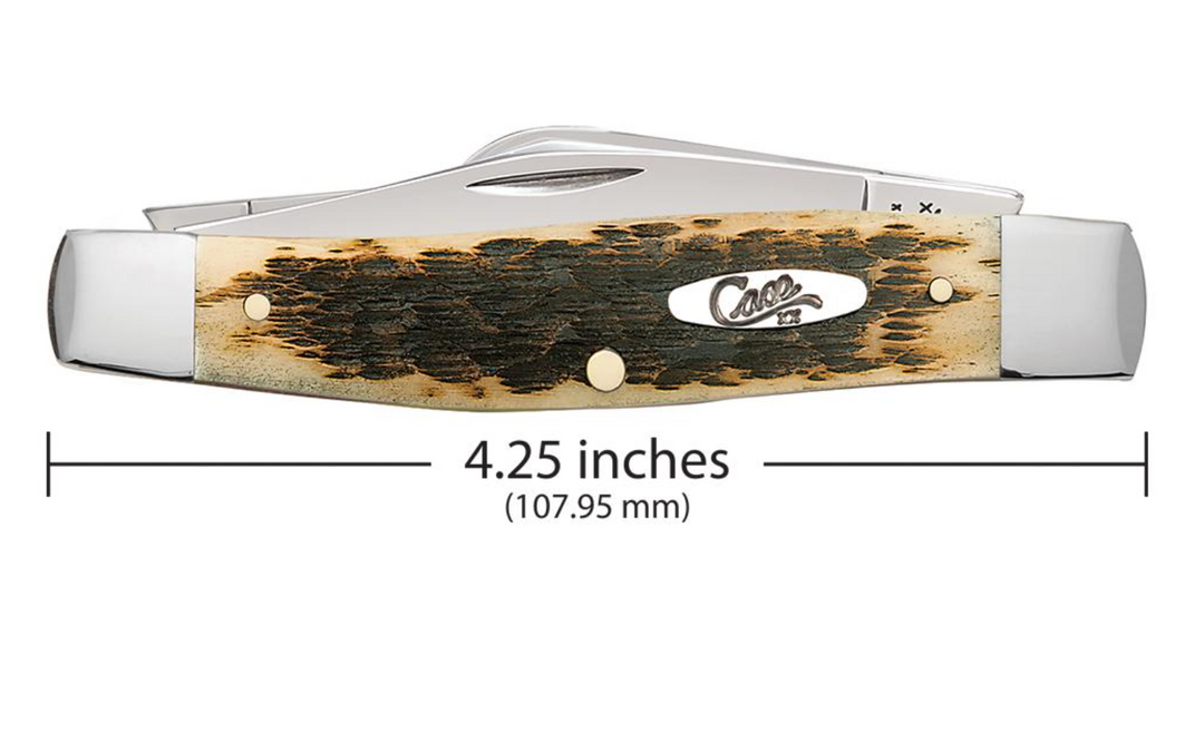 Case Amber Bone Peach Seed Jig Chrome Vanadium Large Stockman