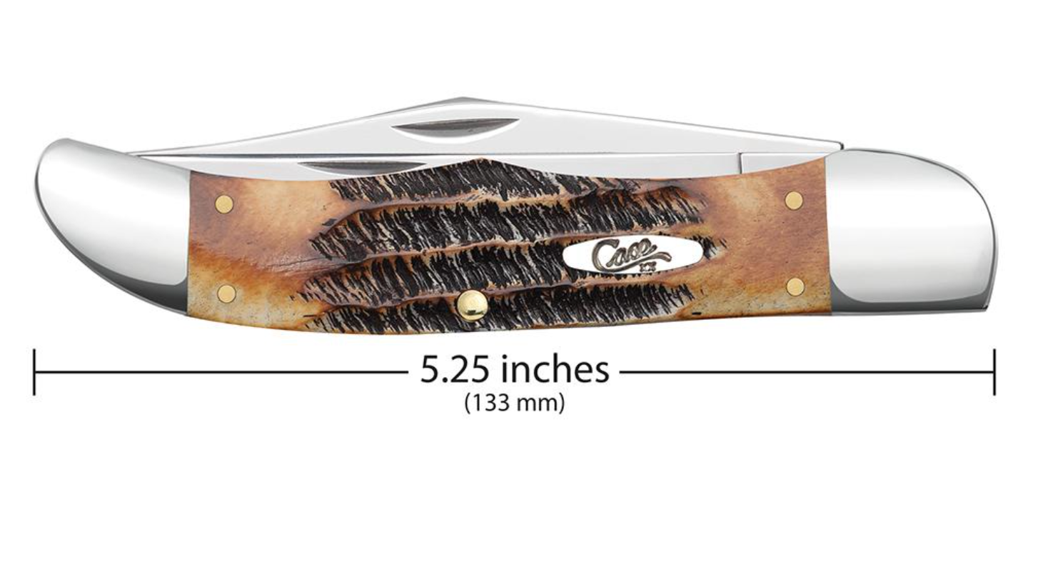 Case 6.5 BoneStag Folding Hunter with Leather Sheath (03574) KnifeJoy