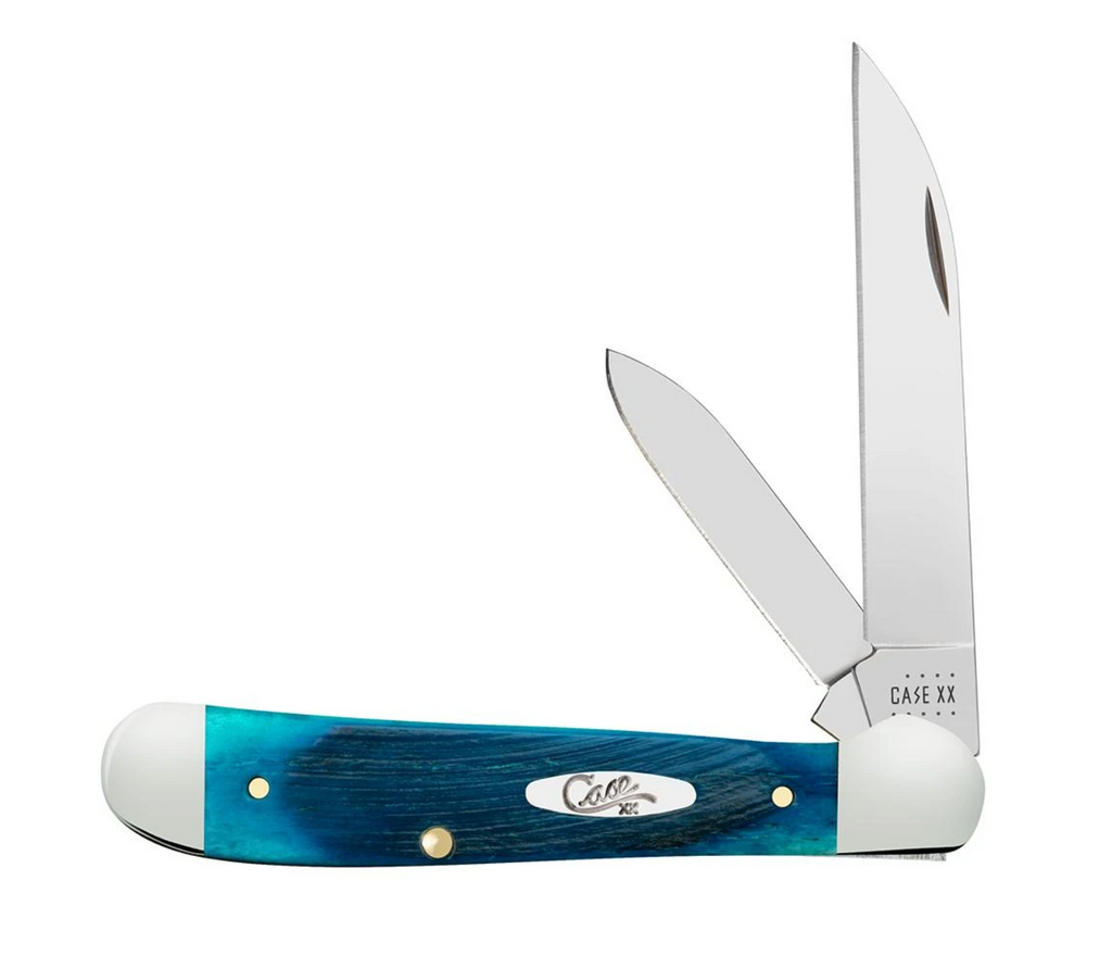 #『Southern blue 』　カノコダカラ貝 Case Caribbean Blue Bone Sawcut Jig Copperhead (CASE25588) – KnifeJoy