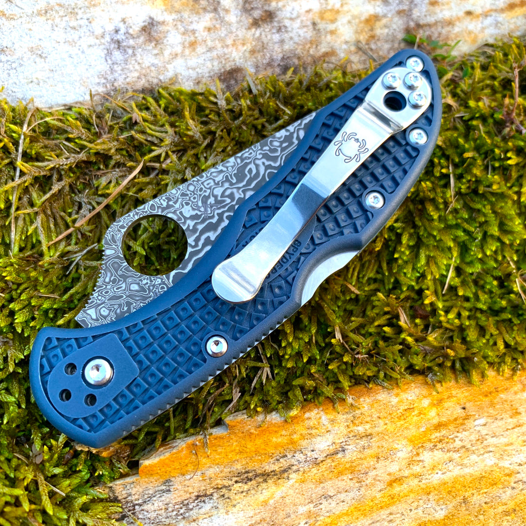 Spyderco C11FPNBD Delica KnifeJoy Exclusive KJ Steel Blue FRN Damascus